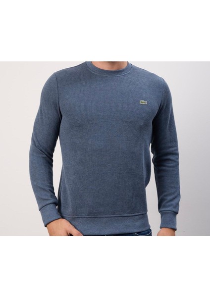 Bisiklet Yaka Indigo Dar Kesim Erkek Triko fırsatları