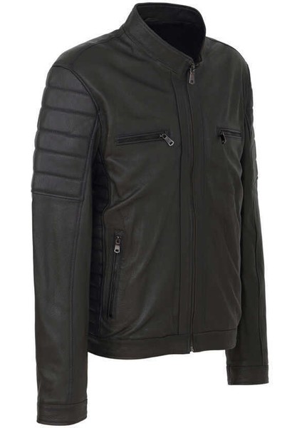 Yeşil Hakiki Deri Erkek Hakiki Deri Mont - E23BDM310545-T1M