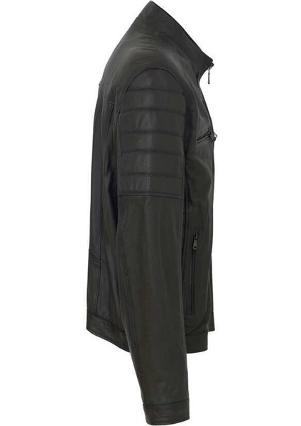 Yeşil Hakiki Deri Erkek Hakiki Deri Mont - E23BDM310545-T1M