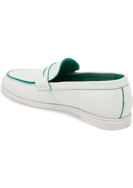 Beyaz Hakiki Deri Kadın Loafer - K24I1AY67366-A26