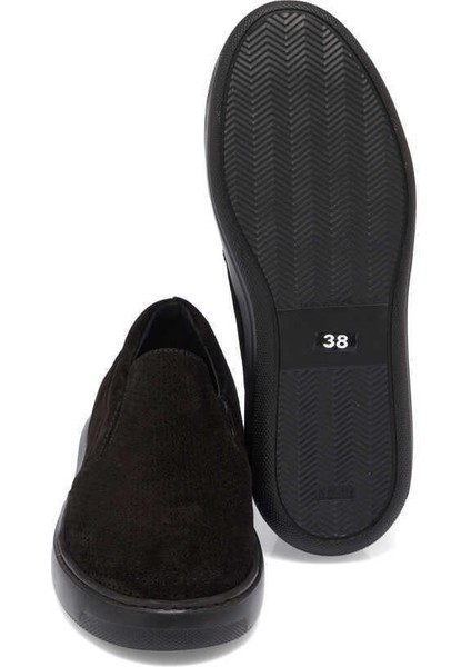 Siyah Hakiki Süet Deri Kadın Loafer - K24I1AY67368-A01