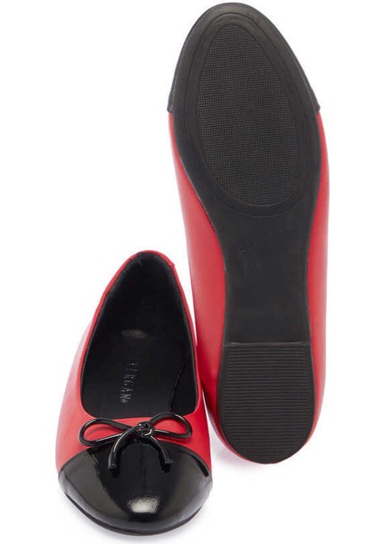 Kırmızı Hakiki Deri Kadın Babet - K24I1BB67455-Z14