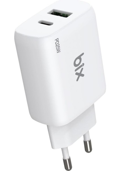 Bix ZH-2U41T 25W Pd 3.0 Type-C & Usb-A Çift Bağlantı Noktalı Hızlı Şarj Adaptörü,, 15/14/13/12/pro Max, iPad Air/pro ve Daha Fazlası ile Uyumlu