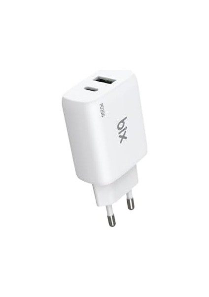Bix ZH-2U41T 25W Pd 3.0 Type-C & Usb-A Çift Bağlantı Noktalı Hızlı Şarj Adaptörü,, 15/14/13/12/pro Max, iPad Air/pro ve Daha Fazlası ile Uyumlu modelleri
