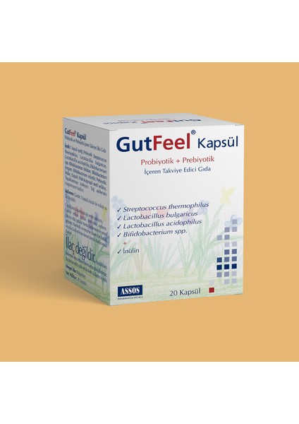 Gut Feel Probiyotik Prebiyotik 20 Kapsül - Dezenfektan Hediyeli - %72 Alkol