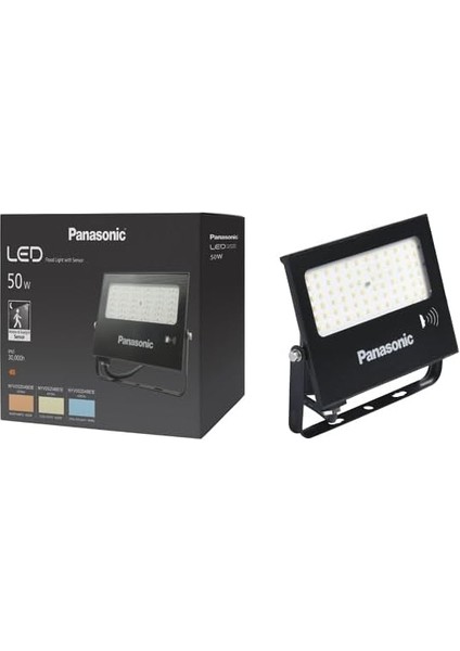 LED Projektör Sensorlü, Sıcak Beyaz Işık 50W 4270LM 3000K