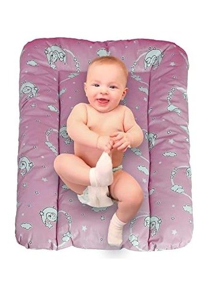 Baby'ness Elyaf Dolgulu Pvc Alt Değiştirme Minderi, Sıvı Geçirmez, Leke Tutmaz, Aydede Desenli, Pembe, 50X70CM fiyatları