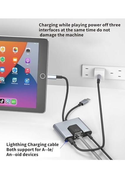 3 In 1 Arada iphone ile Uyumlu Lightning/type-C - Ethernet Adaptörü - Telefon/tablet Ethernet Lan Ağ Adaptörü, Adaptörü Tak ve Çalıştır ZR815 fiyatları