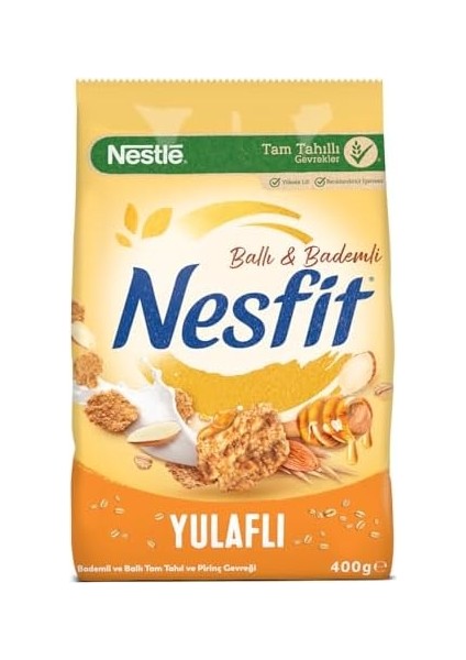 Nestlé Nesfit Ballı ve Bademli Tam Tahıl ve Pirinç Gevreği 400 G fiyatları
