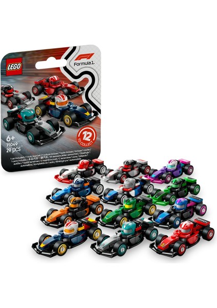 F1 Yarış Arabaları 71049-6 Yaş Üzeri Çocuklar Için Ferrari ve Mclaren Dahil 12 Formula 1 Takımının Mini Araba Modellerinden Birini Içeren Oyuncak Araba Yapım Seti(29 Parça)