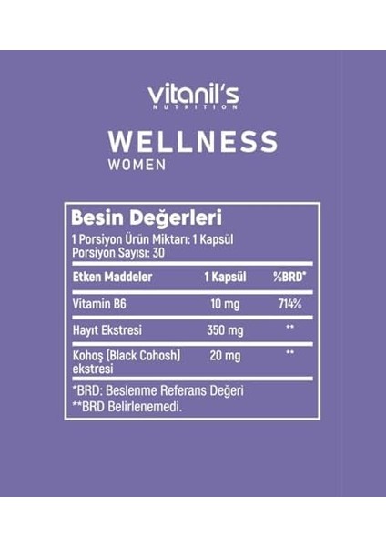 Vitanils Women Wellness Kapsul - 60X1 fiyatları