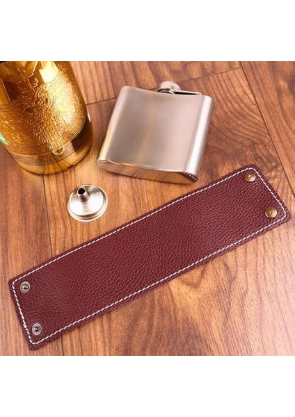 5 OZ-150 cc Hunili Kahve Brown Deri Kılıf Çelik Viski Içki Konyak Matarası fiyatları