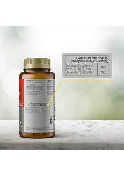 Talya Kırmızı Kore Ginsengi Ekstresi Içeren Takviye Edici Gıda - 60 Tablet - Kırmızı Kore Ginsengi Kökü - Gıda Takviyesi fiyatları