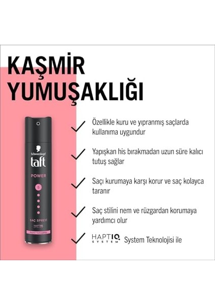 Taft Power Kaşmir (Mega Güçlü) Sprey 250 ml Saç Spreyi