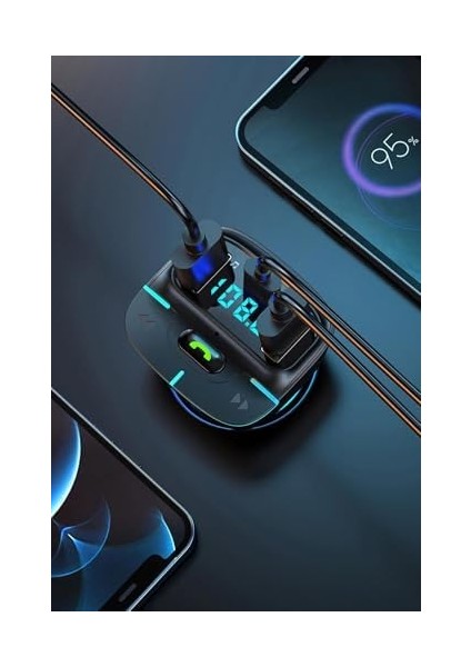 F9 Araç Fm Transmitter 5.3 Bluetooth Araç Kiti USB Type-C Hızlı Şarj Çıkışlı Çakmaklık Girişli (F9) modelleri
