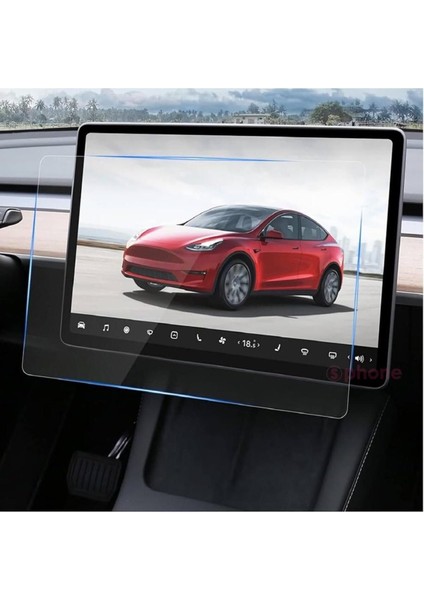 Mobilite ile Uyumlu Model Y 15 Inç 2023 2024 Multimedya Auido Ekran Koruyucu Cam Film Çizilmez Araç Screen Protector