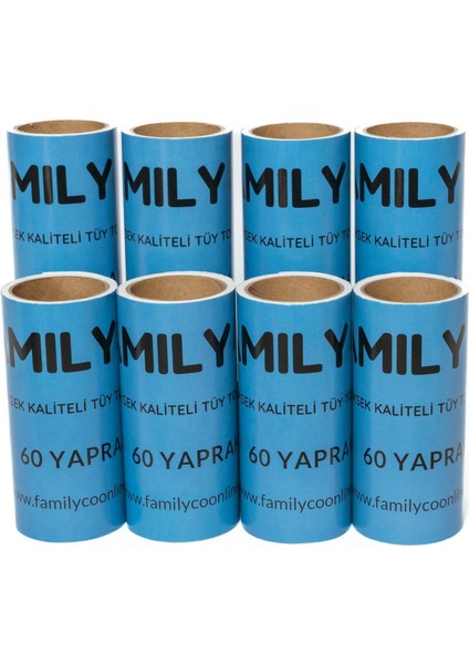 Co.kedi Köpek Saç Kıl Tüy Toplayıcı Rulo 8 Adet Yedek Kartuş Her Biri 60 Yaprak