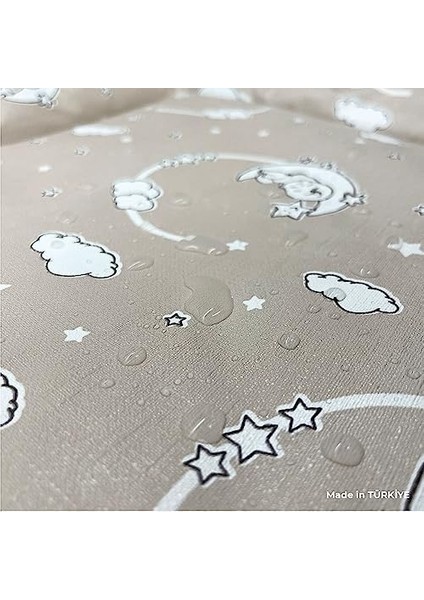 Baby'ness Elyaf Dolgulu Pvc Alt Değiştirme Minderi, Sıvı Geçirmez, Leke Tutmaz, Aydede Desenli, Bej, 75X85CM modelleri