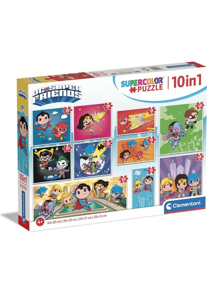 20272 Supercolor 10'u 1 Arada Dc Çizgi Roman Çocuk Yapbozu 10'u 1 Arada (3 x 18, 4 x 30, 2 x 48 ve 1 x 60 Parça) - Yapboz 4 Yaşından Büyük Çocuklar Için, 'da Üretilmiştir, Çok Renkli, M