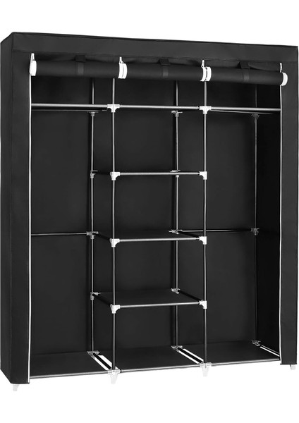 Katlanır Kumaş Dolabı, 175X150X45 Cm, Siyah RYG12B