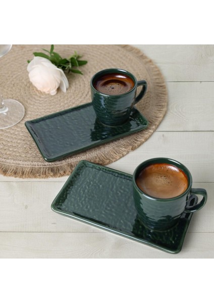 Zümrüt Kahve Sunum Seti 4 Parça 2 Kişilik