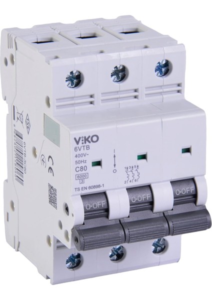 6VTB-3C80 Otomatik Sigorta 6ka C Tipi 3 Kutup 80A