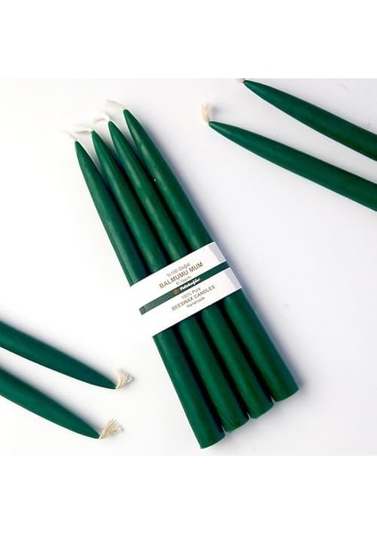 Mum 4 Adet Şamdan Mumu 25CM Boy 2cm Kalınlık Yeşil Dekoratif Mum (Yeşil) modelleri
