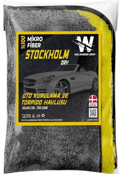 - Ultra Kalın Mikrofiber Oto Araba Yıkama Kurulama Havlusu 60X30 Cm, Orta Boy Çift Katlı Araç Kurutma ve Torpido Silme Bezi (Sarı-Gri)