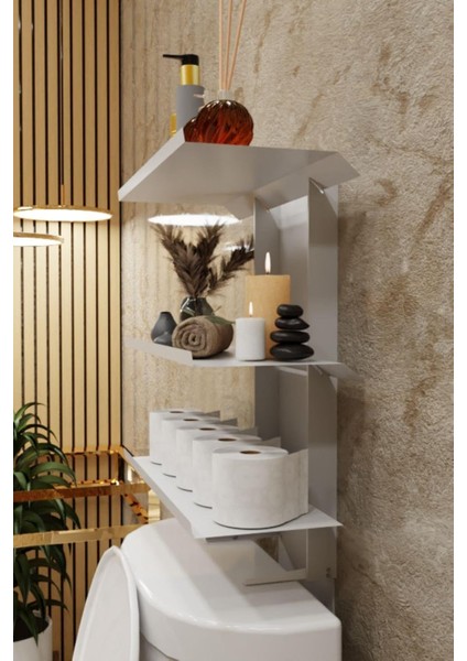 Beyaz Klozet Üstü Raf, Organizer Tuvalet Kağıtlık ve Wc Tuvalet Düzenleyici MT116B