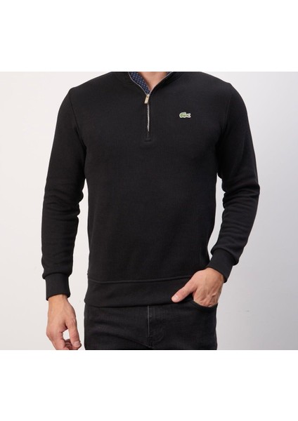 Fermuarlı Yaka Siyah Dar Kesim Erkek Triko fiyatları