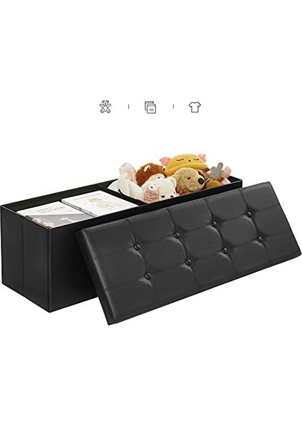 Tabure, 120 Litre, Saklama Kutusu, Ayak Taburesi, Katlanabilir, 300 kg Taşıma Kapasitesi, Deri Kılıf, Dolgulu, Siyah, LSF701 modelleri