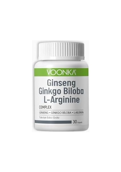 Voonka Ginseng Ginkgo Biloba L-Arginine 30 Kapsül 1 Paket modelleri