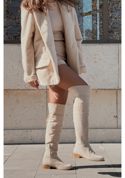 Jolvern Kadın Çizme Bej Süet Püskül Detaylı modelleri