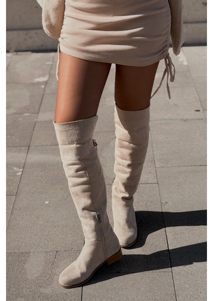 Jolvern Kadın Çizme Bej Süet Püskül Detaylı fırsatları