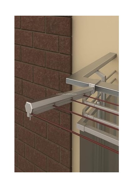 Balkon Çamaşır Kurutmalığı,, Kare, Sabit, 5m Kaplamalı Ip Dahil modelleri