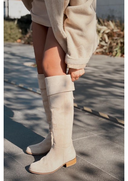Jolvern Kadın Çizme Bej Süet Püskül Detaylı indirimleri