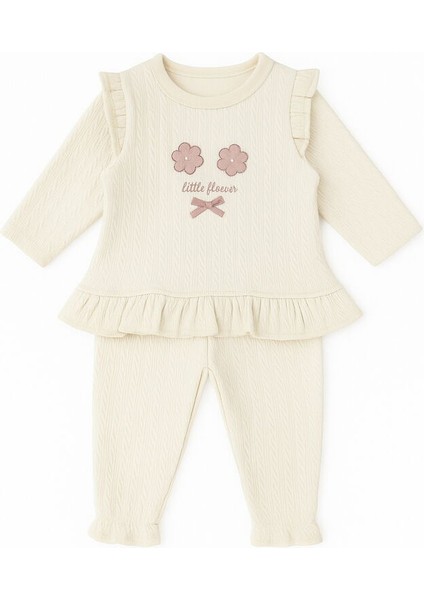 15578 Kız Bebek Little Flower Nakışlı 2'li Takım