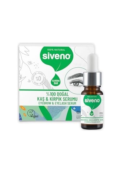 Siveno %100 Doğal Kaş ve Kirpik Serumu Bitkisel Yoğunlaştırıcı Canlandırıcı Yoğun Bakım Yağı Vegan 10 ml fiyatları