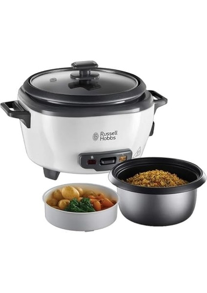 Hobbs Orta Boy Pirinç Pişirici, Paslanmaz Çelik/beyaz, Yapışmaz Kaplama, Bulaşık Makinesinde Yıkanabilir, 300 Watt) 27030-56, Bir Seferde 6 Porsiyon (Porsiyon Başına 200 Grama Kadar) modelleri