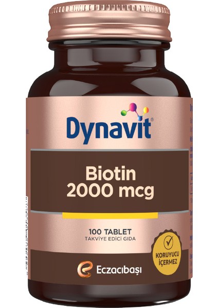 Biotin 2000 Mcg 100 Tablet - Dezenfektan Hediyeli - %72 Alkol