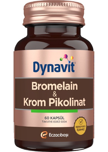 Bromelain + Krom Pikolinat 60 Kapsül - Dezenfektan Hediyeli - %72 Alkol