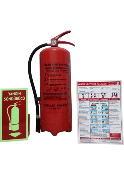 6 kg Yangın Söndürücü Tüp Askı Aparatlı+Levhalı+Talimatlı