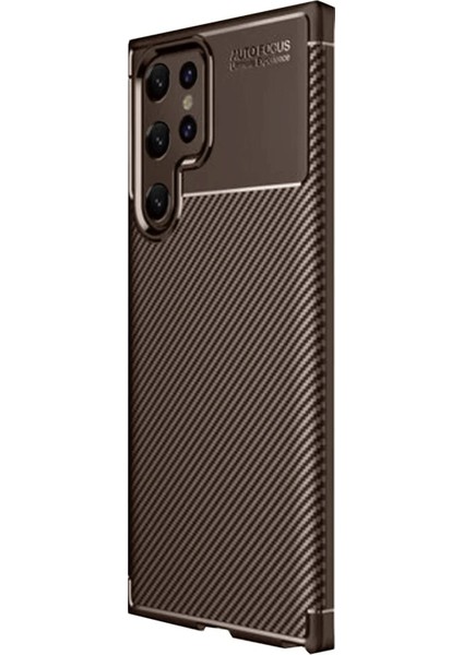 Samsung Galaxy S25 Ultra Kılıf Auto Focus Karbon Kapak - Kahverengi