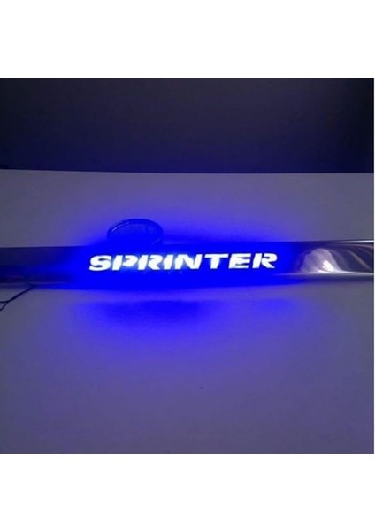 Mercedes Sprinter Krom Kırmızı ve Mavi LED Işıklı Plaka Üstü 2006-2017