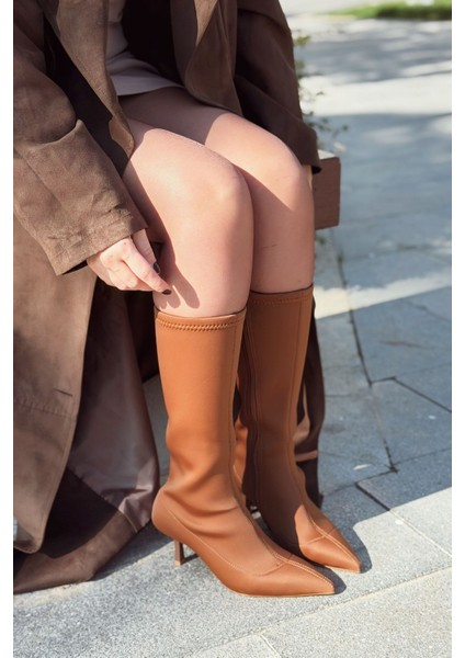 Ralve Kadın Topuklu Streç Çizme Taba Dalgıç Kumaş fiyatları