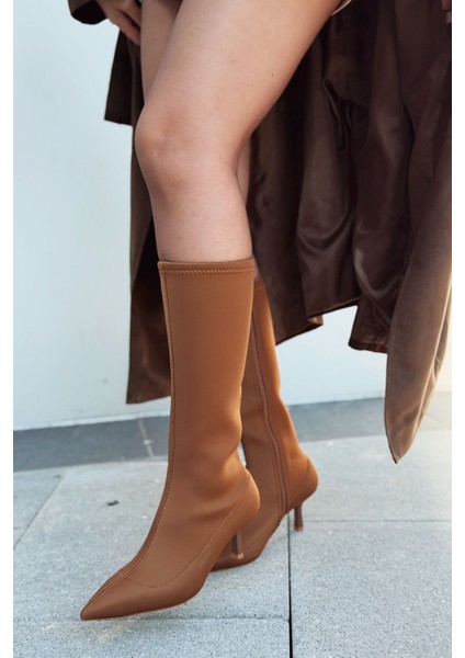 Ralve Kadın Topuklu Streç Çizme Taba Dalgıç Kumaş fırsatları