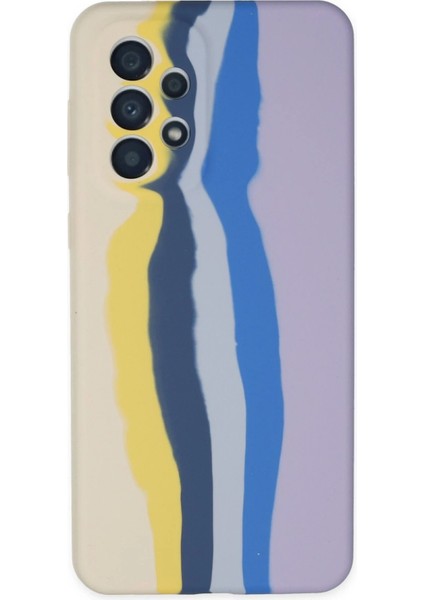 Samsung Galaxy A53 5g Kılıf Ebruli Lansman Silikon - Sarı-Lila