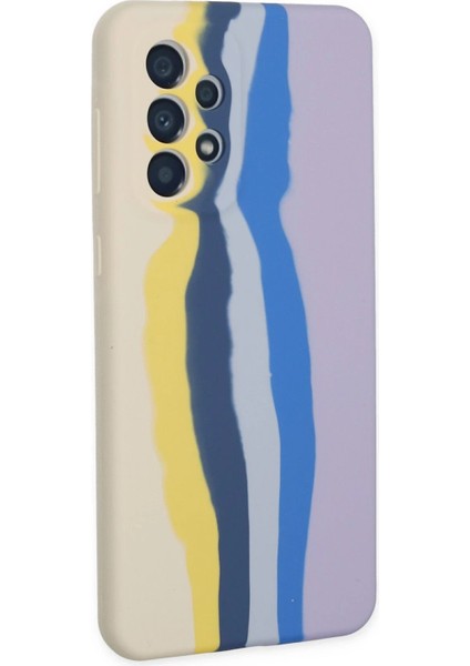 Samsung Galaxy A53 5g Kılıf Ebruli Lansman Silikon - Sarı-Lila modelleri
