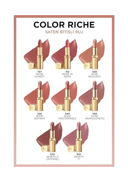 L'oréal Parıs Color Riche Saten Bitişli Ruj - 550 Nude Unapologetic