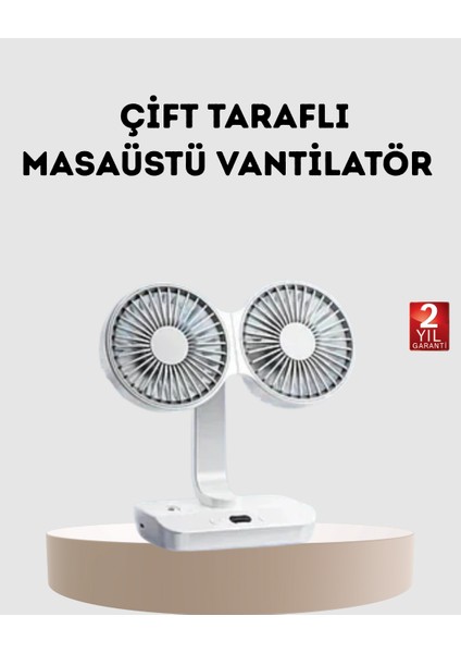 Kablosuz USB Şarjlı 720° Döner Masaüstü Fan – Çift Taraflı Serinlik ve Gec - CHT1222-1844